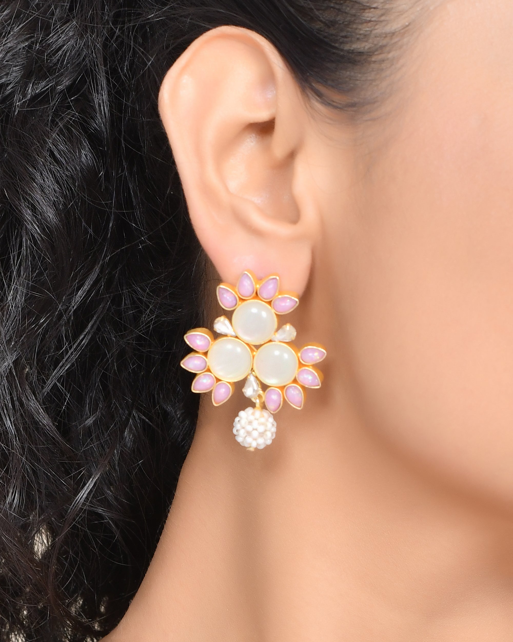 ANDI PEARL PINK OPAL STUDS